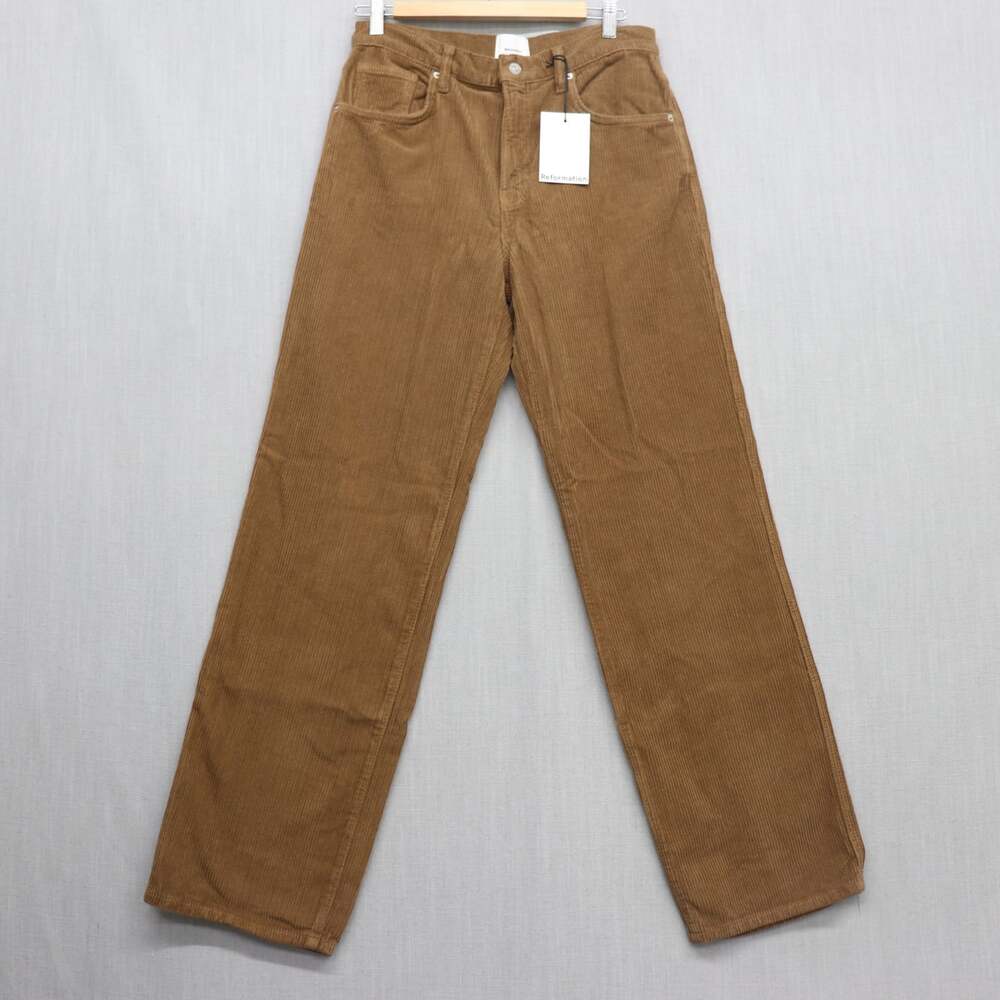 Reformation Womens Val 90s Mid Rise Corduroy Pants Nutmeg Brown Size 28 NWT